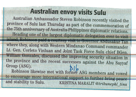 Australian envoy visits Sulu