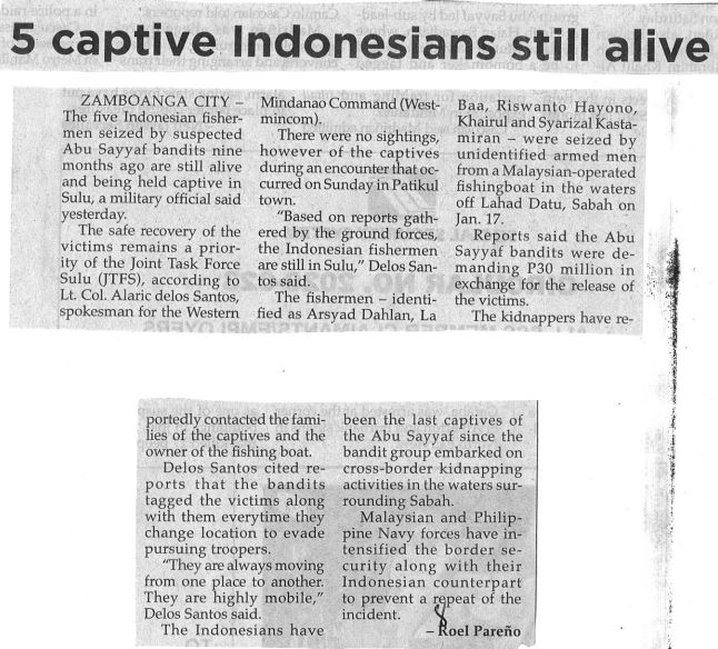 5 captive Indonesians still alive