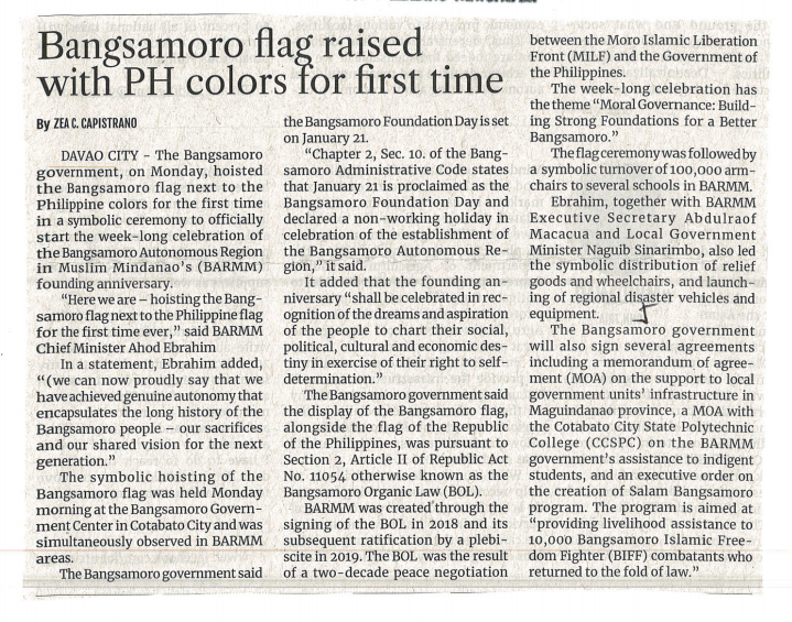 Bangsamoro flag raised with PH colors for first time
